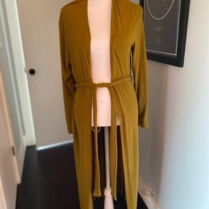 Mustard yellow open long cardigan